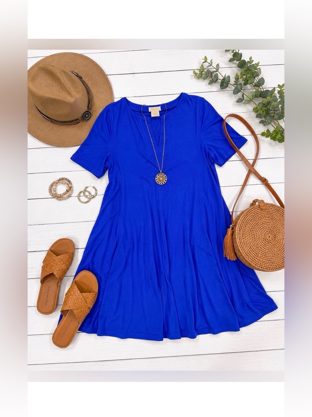 CHICO’S Royal Blue Swing T Shirt Dress Size Medium New! - Picture 2 of 7